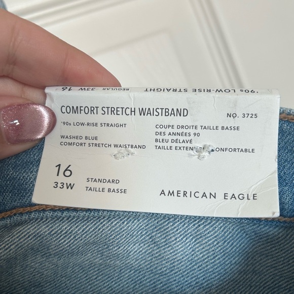 American Eagle 90s low rise y2k straight jeans in light wash size 16/33- NWT - Picture 10 of 12